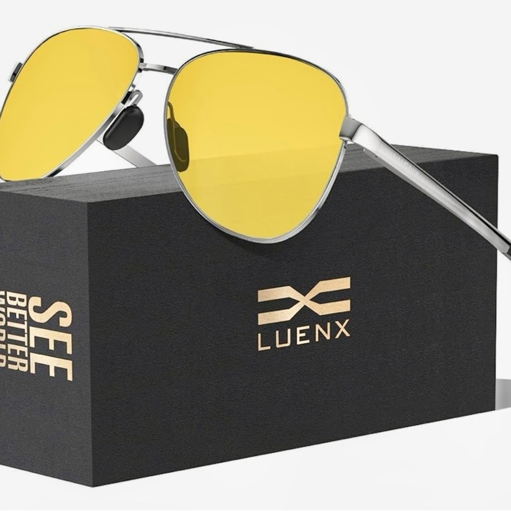 Silver and Yellow Aviator Sunglasses with Mirrored Lenses